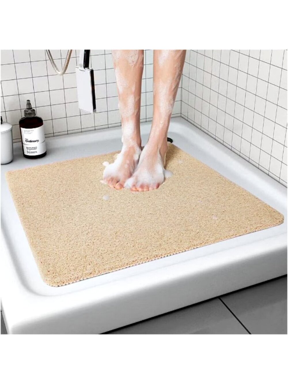 Leotruny Square Shower Mat 21x21 Shower Floor Mat for Bath/Loofah Incl NIB